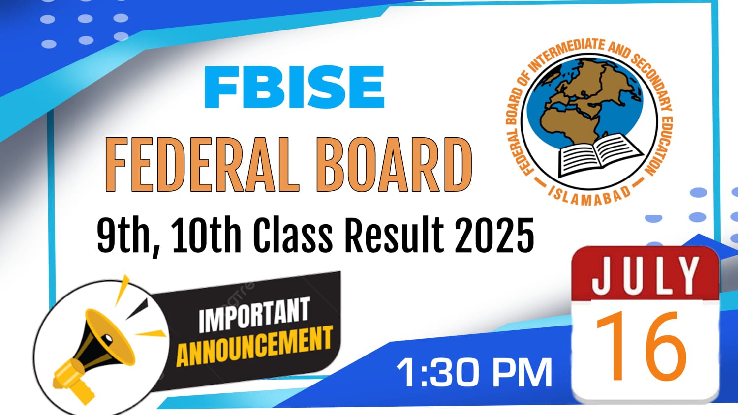 Federal Board FBISE announced Matric result 2025